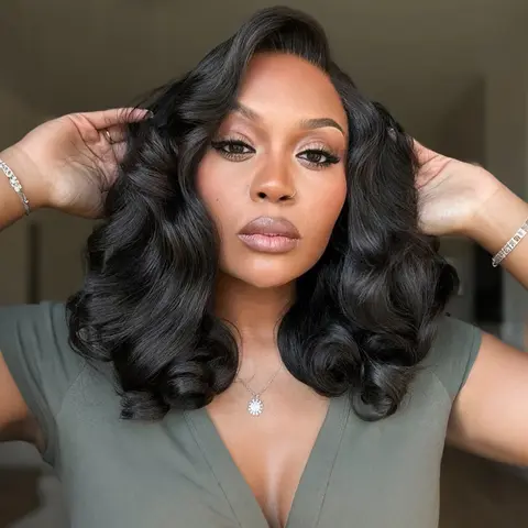 Pizazz Hair Women's High Density 280% Glueless Cap Lace Front Wig, 8x5 Side Part Cut, Pre-Styled Body Wave, All-Prepped Ready-To-Go Wig