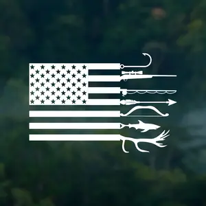 Hunting/fishing vinyl decal, American flag/hunting vinyl sticker, waterproof vinyl sticker, car decal, laptop sticker, bottle or tumbler vinyl decal