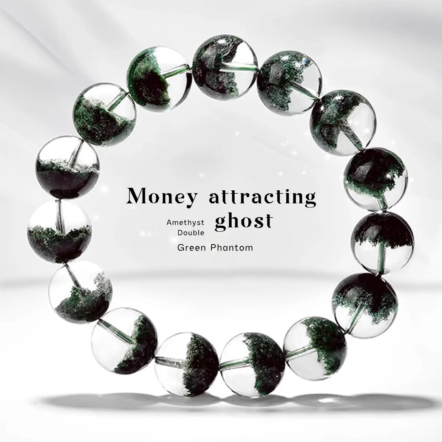 Natural Green Phantom Quartz Bracelet for Women Thousand-Layer Mountain Treasure Basin Green Crystal Beads Men's Lucky Charm Bracelet Gift