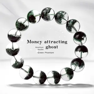 Natural Green Phantom Quartz Bracelet for Women Thousand-Layer Mountain Treasure Basin Green Crystal Beads Men's Lucky Charm Bracelet Gift