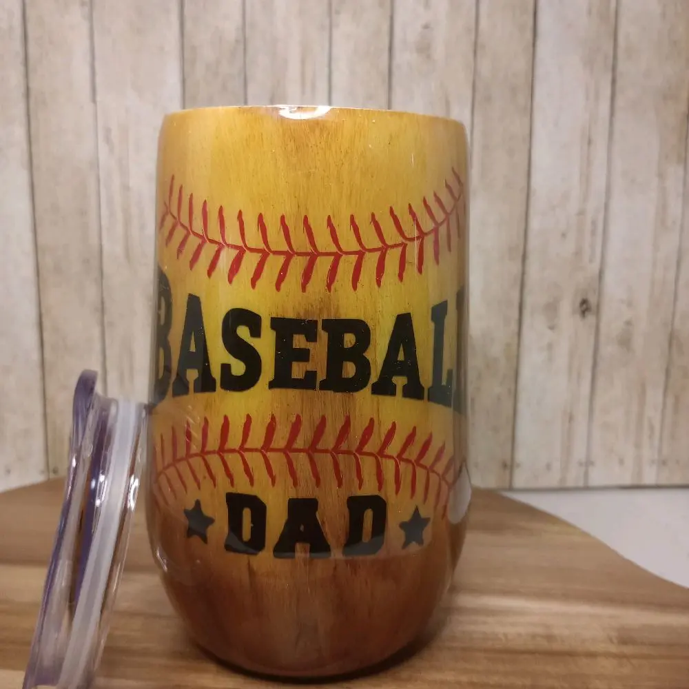 Basball Dad epoxy Tumbler with lid Bottle Drinkware Portable Reusable