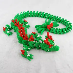 3D Printed Articulated Mistletoe Dragon – Holiday Decor - Multicolor! Art Figurine Home Decoration