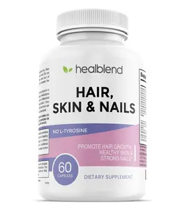 healblend Hair Skin and Nails Vitamins for Women with Biotin 5000 mcg, Iron and Manganese | Vegan, Non-GMO | 60 Capsules