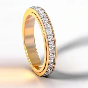 Anxiety Rings for Women and men Titanium Steel Spinner Fidget Band Rings Cubic Zirconia Relieving Anxiety Wedding Promise Lucky Rings Comfort Fit Size 6 to 11 mother's day gift ideas gf