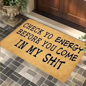 Funny Check Yo Energy Entrance Mat, Cool Design Entrance Rug, Home Decorative Rugs, Highly Absorbent Floor Mats, Anti-slip Quick drying Soft Carpets, Indoor Outdoor Entrance Carpet Home Decor, Perfect Gift for Christmas Halloween