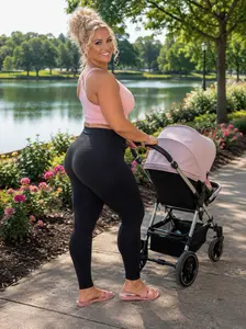 LEG-52 {So True}  Black High Waist Compression Leggings PLUS SIZE