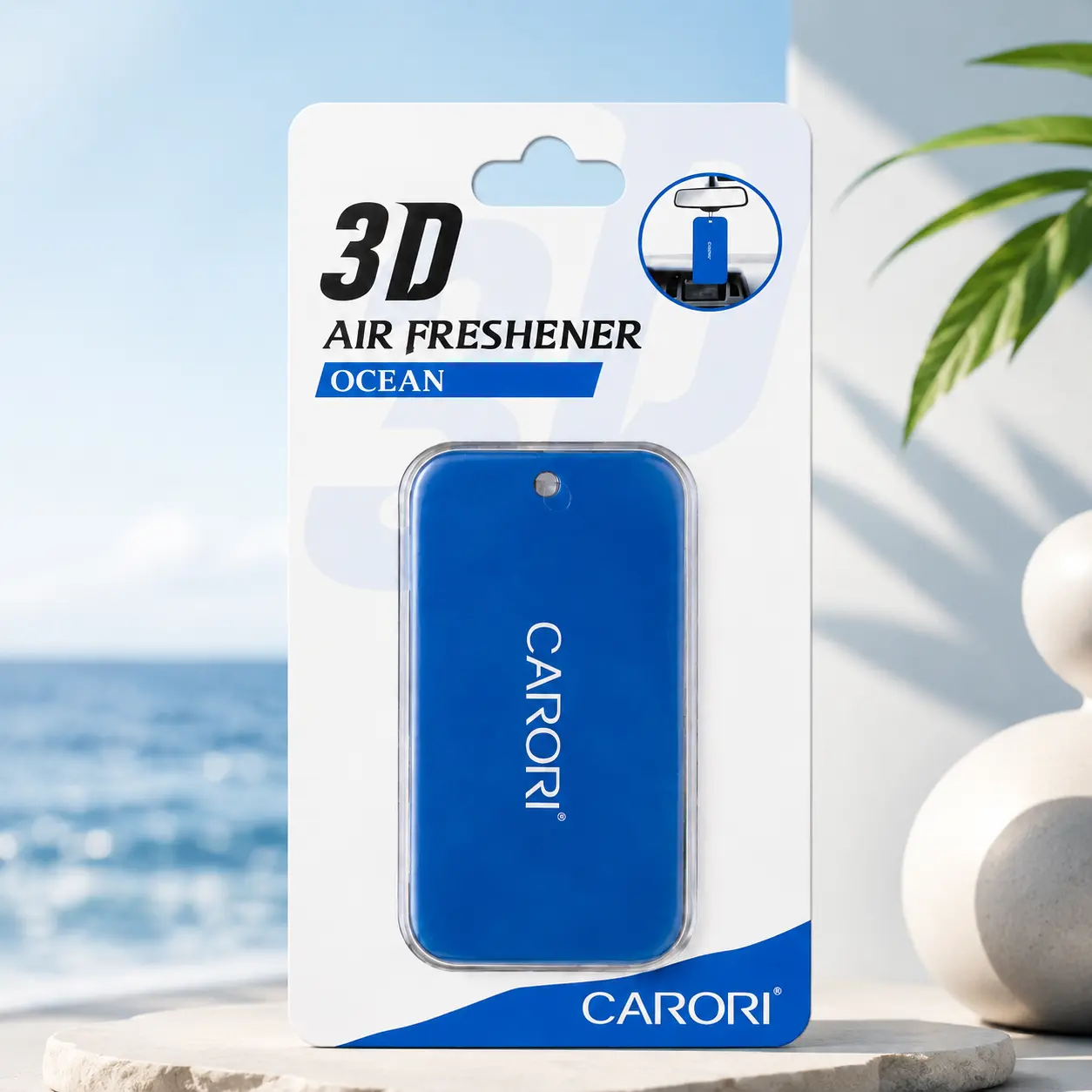 CARORI Hanging Car Fragrance Set, Non-Liquid Solid EVA Scent Sheets for Rearview Mirror, Long-Lasting Fragrance, Cute Auto Interior Decor, Ocean Scent