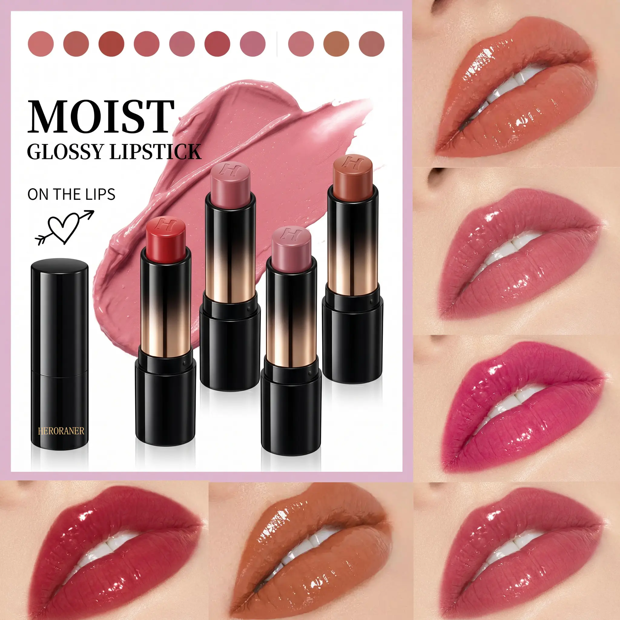 HERORANGE 5-Piece Velvet Lipstick Set Hydrating Matte Non-Stick
