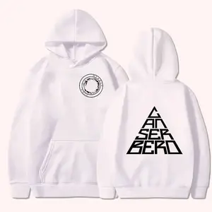 Canserbero Triangle Logo Streetwear 2 Sided Graphic Hoodie Fleece Fabric Casual Hooded Sweatshirt Trendy Tops Perfect Gift