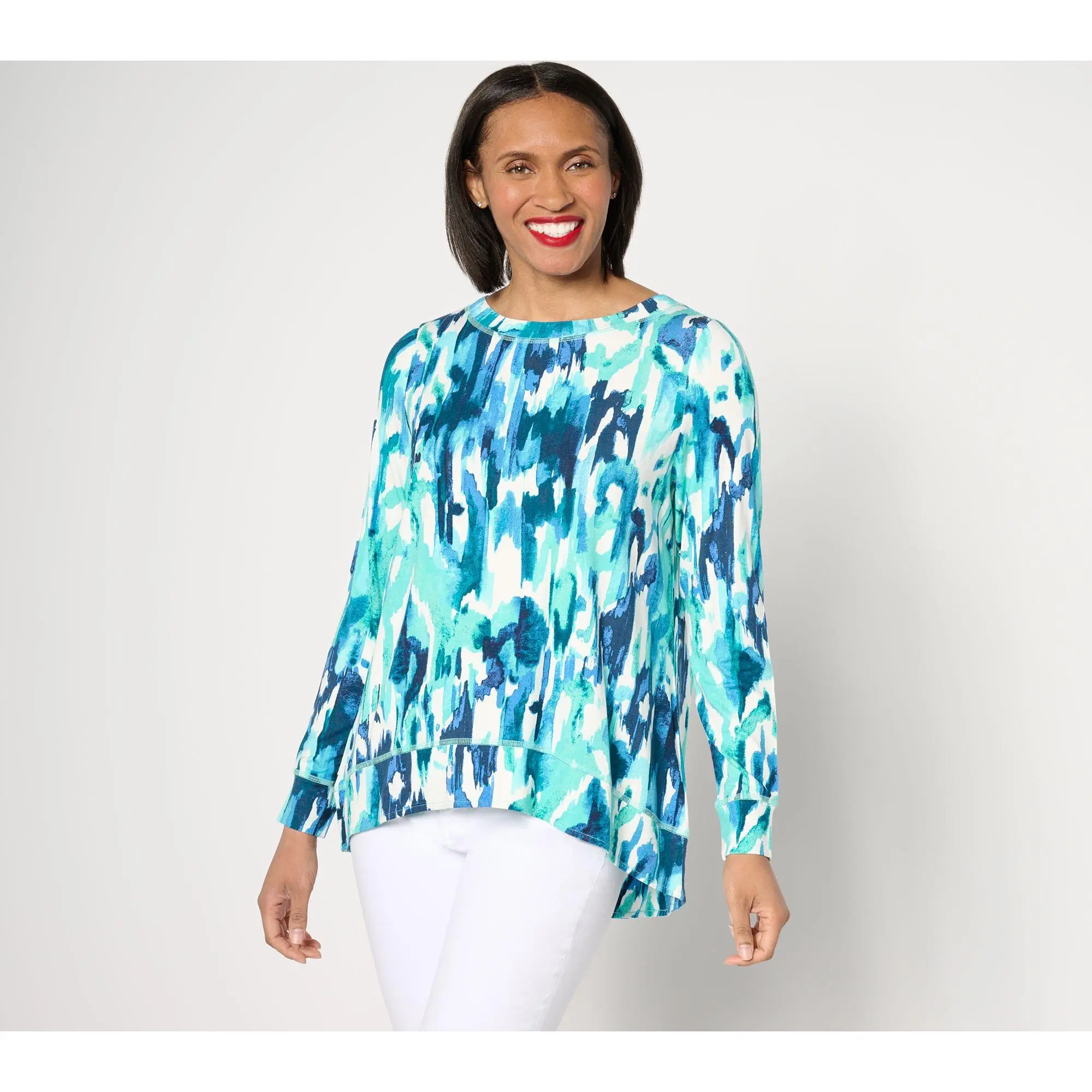 Belle by Kim Gravel Rayon Spandex Mediteranea Hi-Low Top