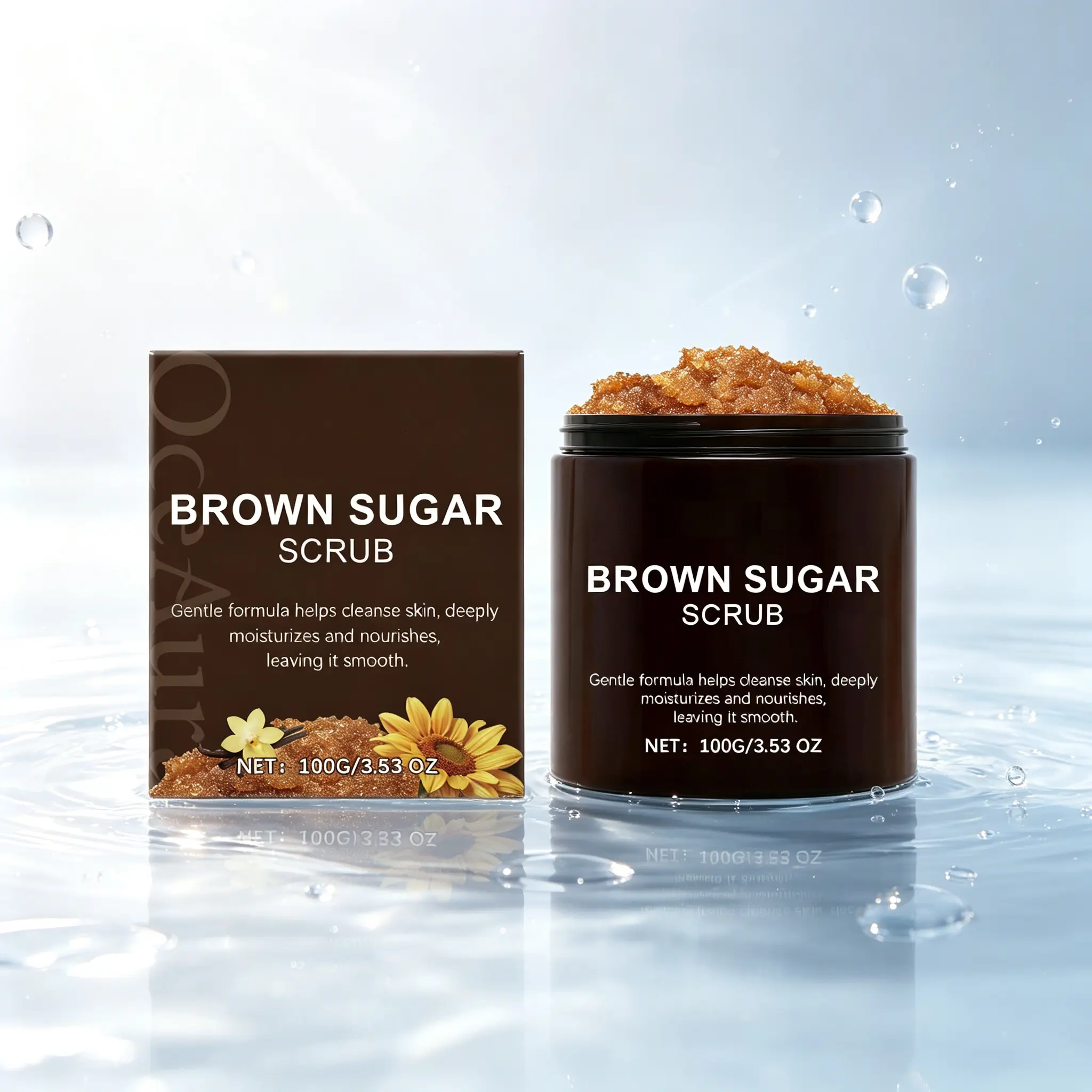 Brown Sugar Body Scrub, Gentle Exfoliating Formula for Smooth Skin - Deep Moisturizing & Nourishing Skin Care for Dry, Rough Areas, 100g, Gentle Care, Blend, Body Care