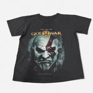 Kratos T-Shirt, God of War Game Tee, Gifts Shirt, Unisex Vintage Graphic Tees Gothic Grunge Y2k Emo Scene Amity Affliction Style Clothes Men Women Streetwear