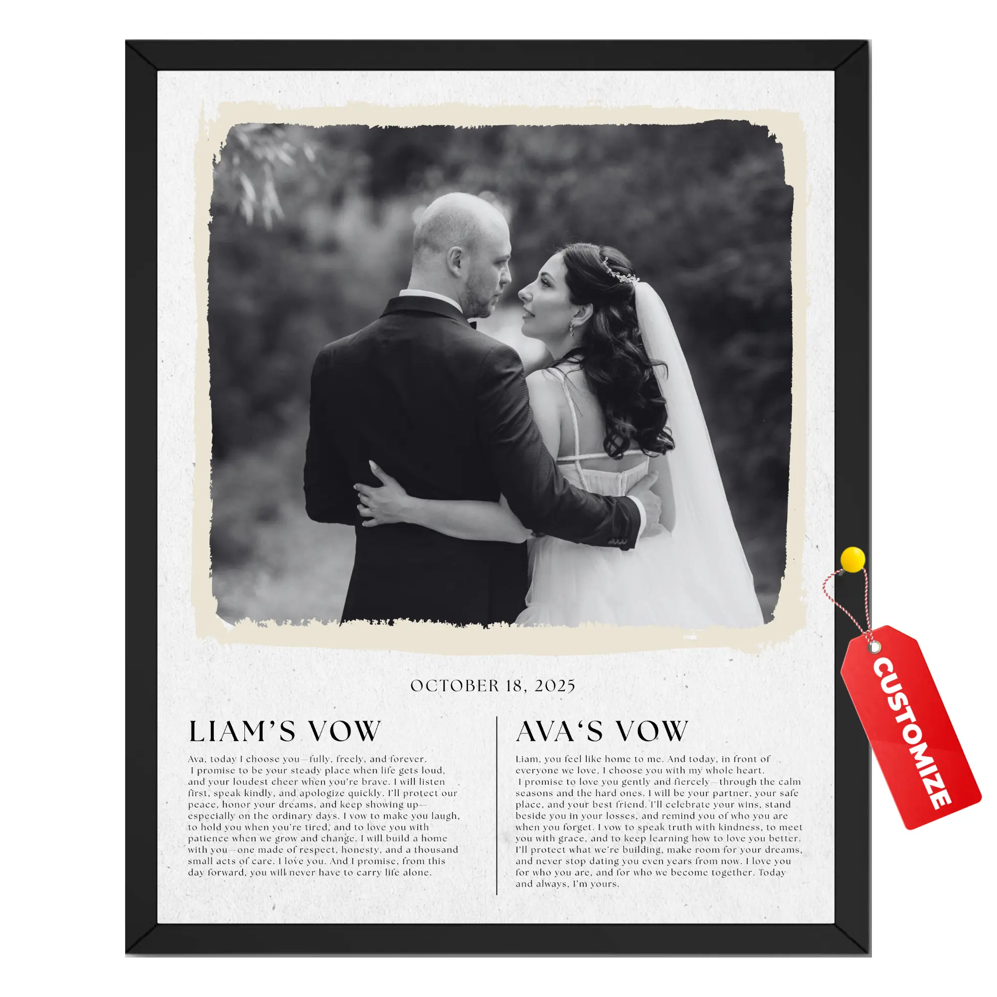 Personalized Custom Vow Print | Custom Bride and Groom Wedding Wall Art