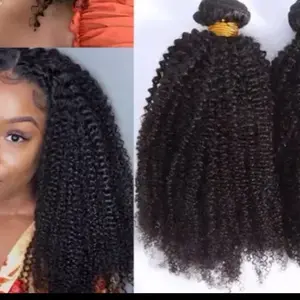 16” Afro Kinky Curly Human Hair Bundle 1PC PK Natural Extensions 16 Inches 100% Unprocessed for Styling