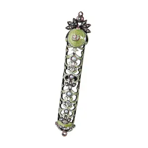Copa Judaica Mezuzah Case Sage Enamel with Ston es
