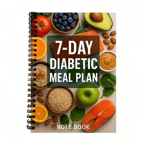 1 This Spiral-bound, Meal Prep, Meal Planner, Diabetes Meal Planning Book Features Food Charts and The Plate Method, Blood Sugar Control Recipes with Nutritional Information, Along with A Shopping List, 7-day Plan, and Blood Sugar Tracking Sheet