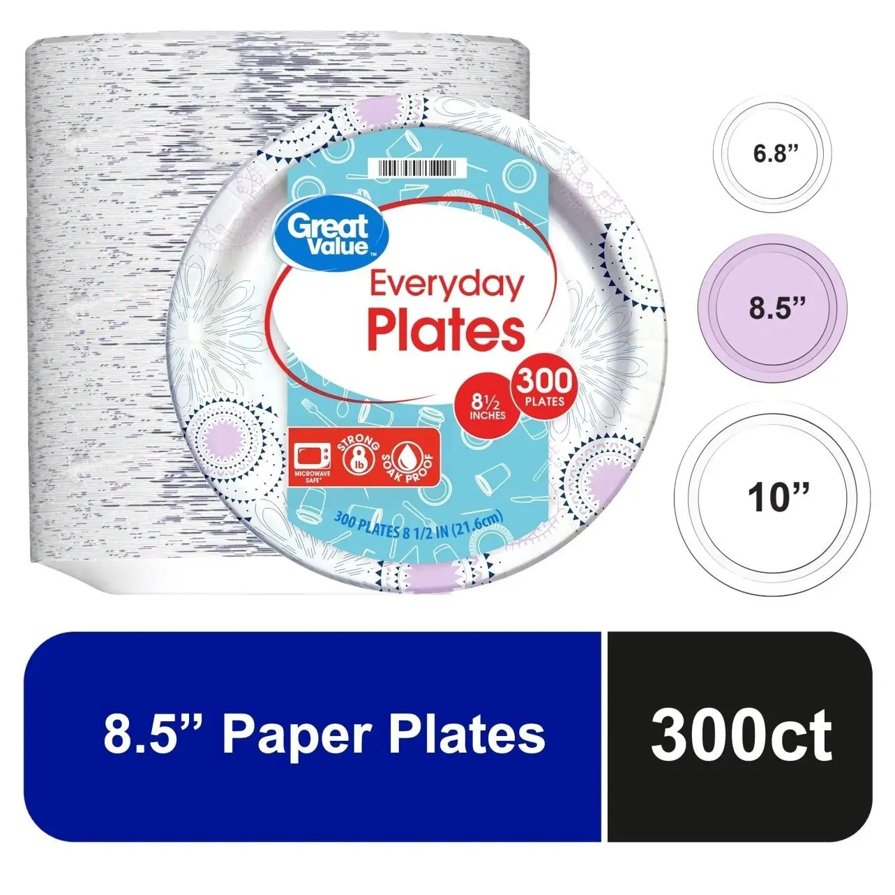 Everyday Disposable Paper Plates 300 Count Heavy Duty Dinner Plates for Parties Picnics BBQ Events and Daily Use