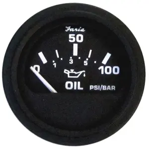 Faria Beede Instruments  Euro Black Oil Pressure Gauge - 100 PSI