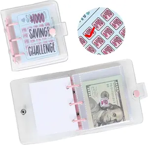$1000 Savings Challenge Binder,Mini Money Saving Envelope Challenge Mini Budget Binder with Cash Envelopes Reusable Budget Book with Cash Envelopes Envelope Savings Challenge