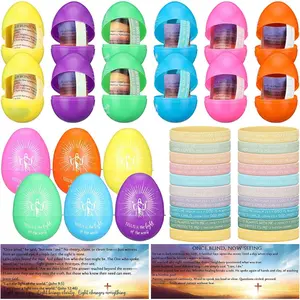 30 Sets Religious Easter Eggs Fillers Prefilled Christian Eggs with  Verse Wristbands Prayer Card  Is The Light of The World Easter Egg Hunt Basket Stuffers Party Favors(Morandi)
