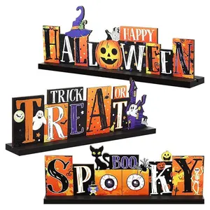 Halloween Table Decoration, Halloween Themed Letter Sign, Desktop Ornament for Home Party Office, Halloween Decoration