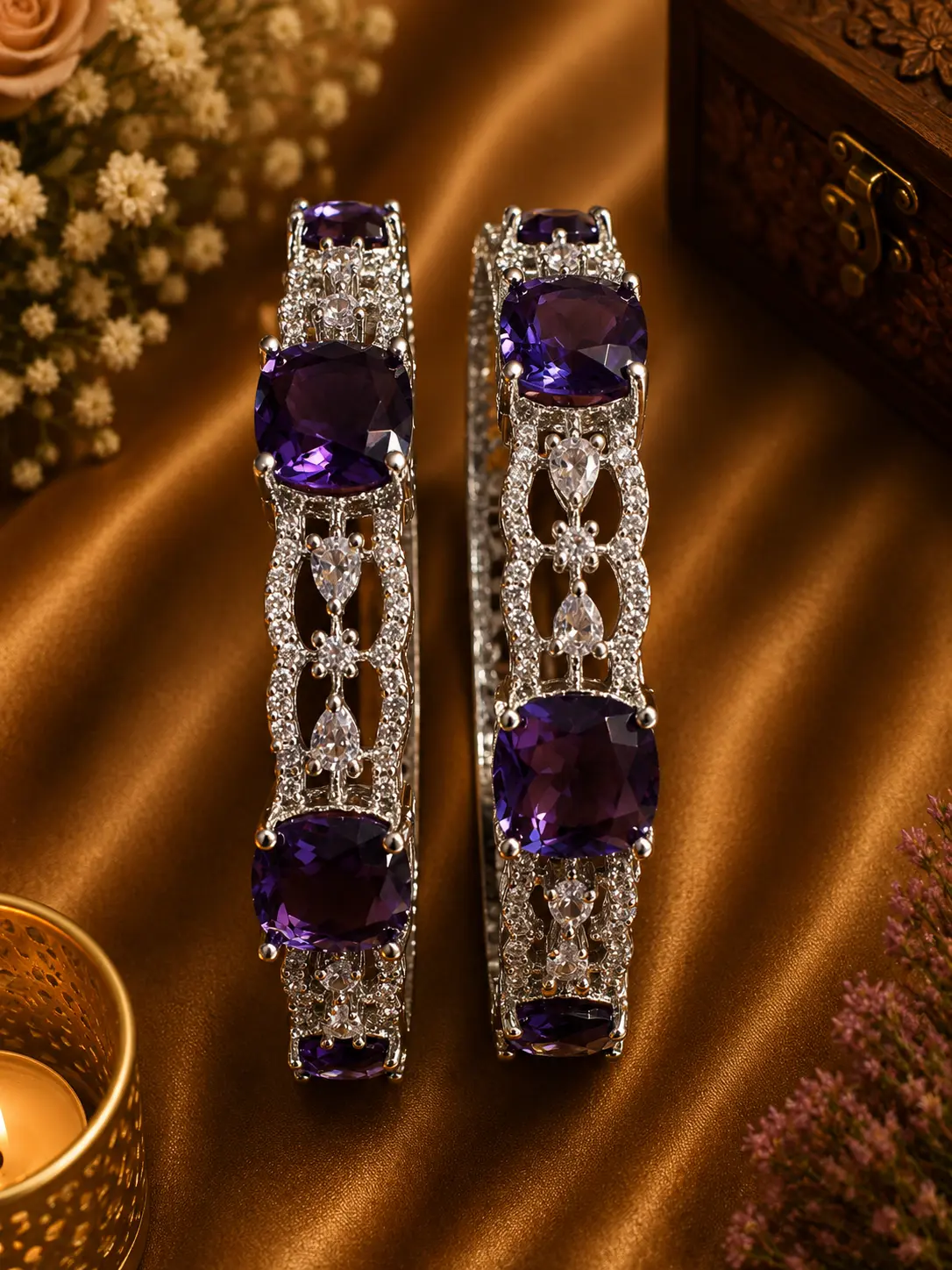 Luxury Indian Designer Bangles | Bridal Partywear CZ Bangles | Desi Jewelry size 2.4-2.6
