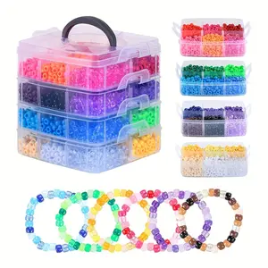 5100pcs Large Hole Mixed Color Beads Set, 4 Layers 24 Colors, DIY Bracelets, Jewelry, Keychains, Perfect for Crafting and Accessories