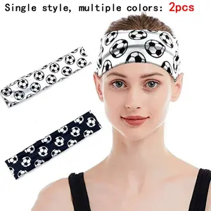 2pcs World Cup Football Elastic Printed Headbands, Sports Accessories Sweat-Wicking Hair Bands, Volleyball Hair Decorations, Party Fan Support Props