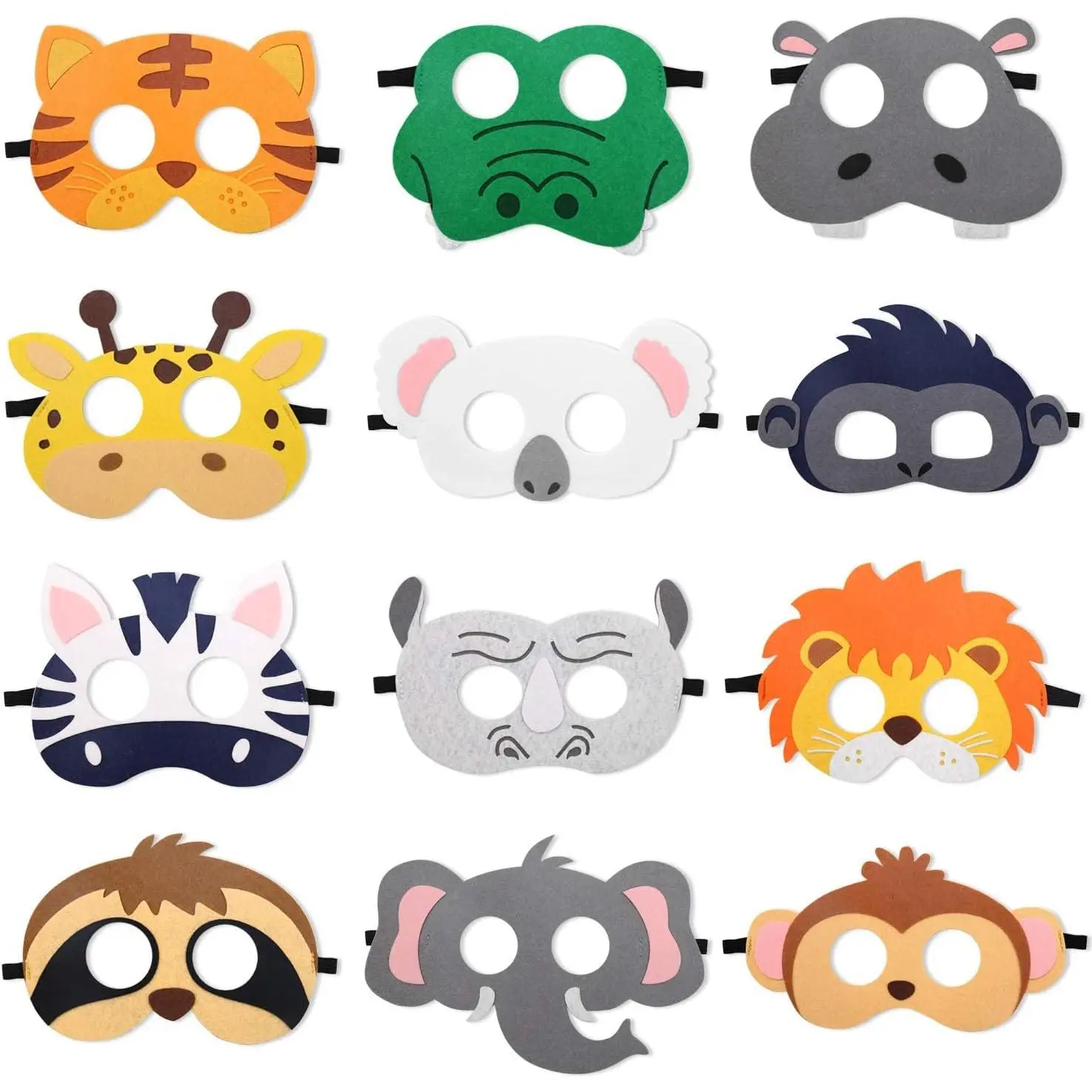 SQ-EMK001 Party Animals Felt Masks Jungle Farm Forest Animals Theme Birthday Party Favors Party Supplies for Boys or Girls