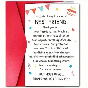 Funny Birthday Card with Envelope, 1 Count Best Friend Birthday Card, Greeting Card for Friend, Birthday Gift for Friend, Friendship Day Gift, Positive Message Card