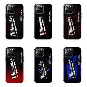 M-Milwaukee M.18 FUEL Tool Pattern Case for iPhone 17-7 Pro Max Plus & Samsung Galaxy S26-S21 Ultra Plus - Heavy Duty Mechanic Carbon Fiber Honeycomb Cyberpunk Red Blue Phone Cover unisex