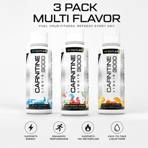 Cutler Nutrition Liquid Carnitine 3000mg 3 Pack Variety Flavors Pre-Workout Energy Drink US Edition