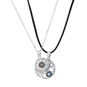 Unisex personalized sun and moon projection necklace, couple necklace, engagement gift, personalized gift