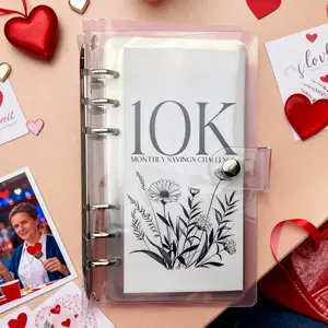 12 Month Money Saving Challenge Binder, 10k/5k/2.5k Money Saving Budget Binder With Cash Envelopes - Savings Challenges Book To Save $5,000 $1,0000 $25,00 For 2026 New Year Gift