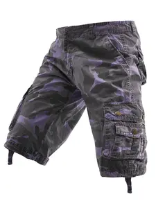 One men’s outdoor American camouflage multi-pocket cargo shorts