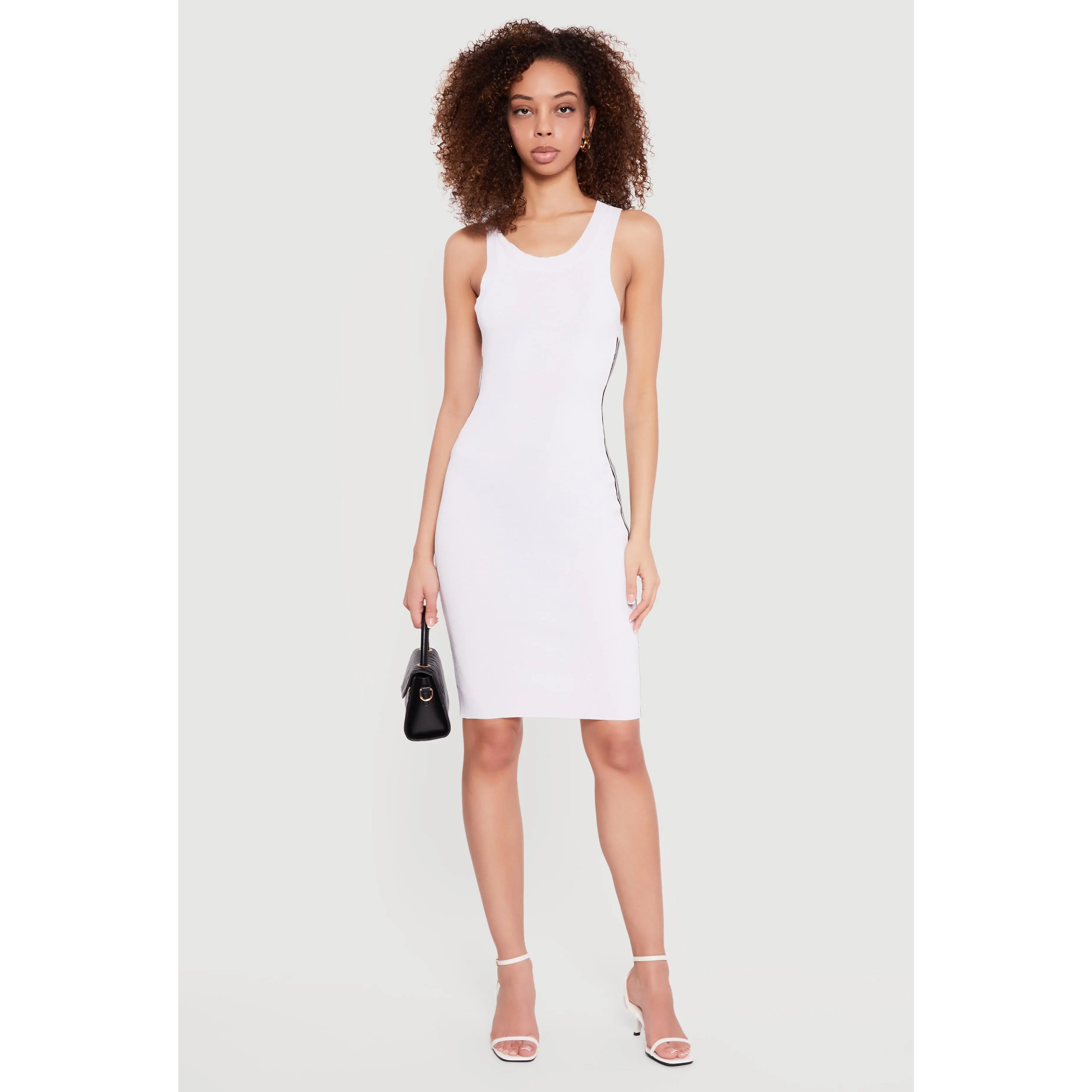 Rib Knit Side Stripe Racerback Tank Dress