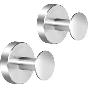 2 Pack Matte Black Robe Towel Hook, Wall Mount Stainless Steel Wall Hook, Heavy Duty Coat Hooks for Bathroom Kitchen Home Storage