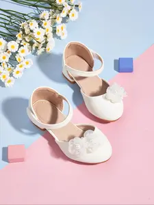 Girl's Elegant Flower Decorated Flat Shoes, Round Toe Flats, Cute Comfortable Princess Shoes for Party, Daily Clothing Decor, Trendy All-match Flats for Girls