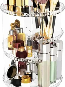 UMOP 360 Rotating Makeup Organizer, Clear URMOP360C, 6 Layers Adjustable Acrylic Shelf Height, Large Capacity Cosmetic Storage Organizer