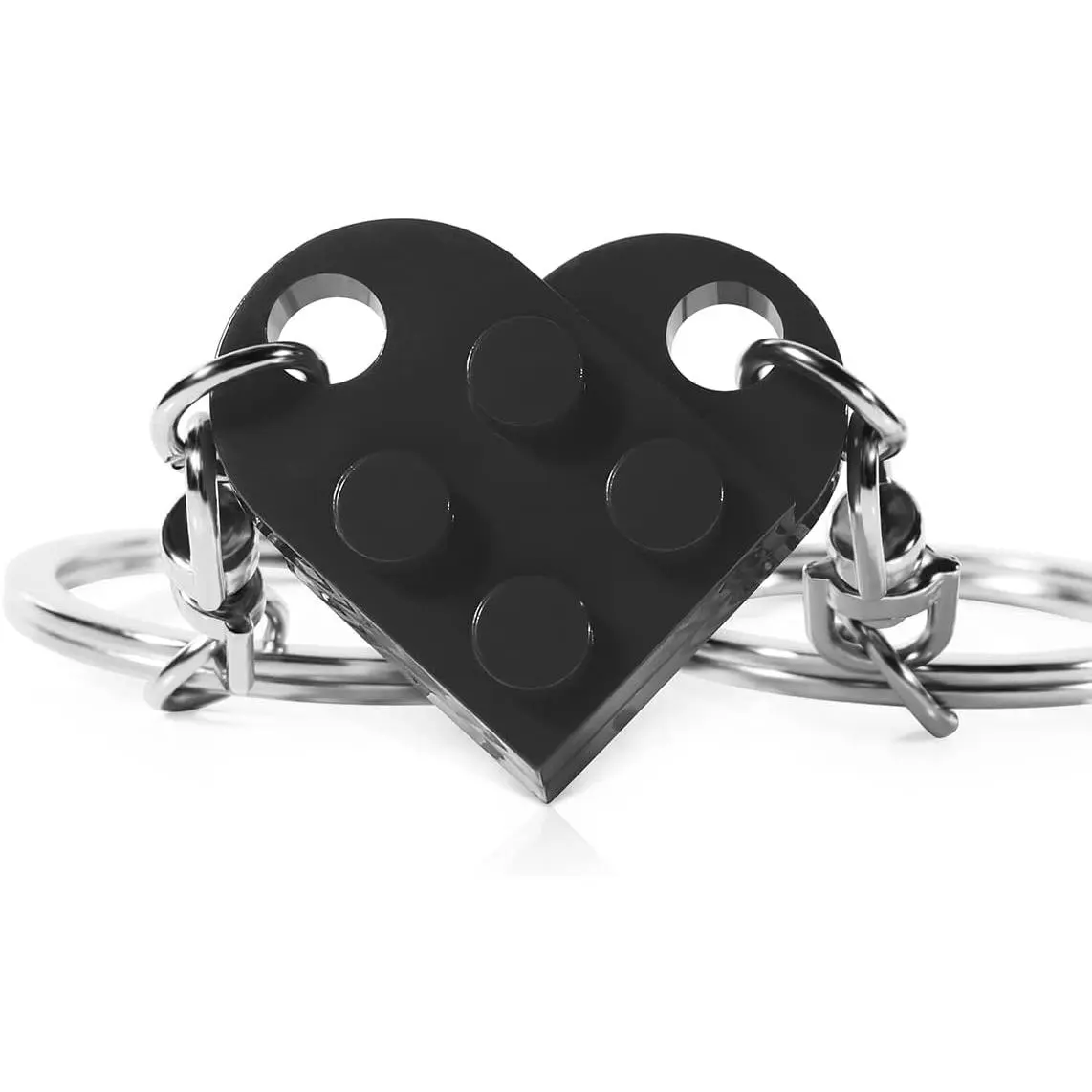 Matching Couples Heart Keychain – Christmas Valentine's Day Gifts for Boyfriend Girlfriend Him Her Compatible with Lego Gift