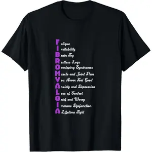 Cotton Graphic Tees Streetwear Gifts  Fibromyalgia Meaning Chronic Pain Fibro Awareness T-Shirt