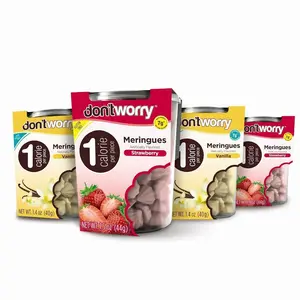 Don't Worry Keto Friendly Meringue Cookies - Strawberry & Vanilla Cookies, 4 Calorie Meringue Cookies, Low Carb Snacks, Healthy Protein Snacks - 4 Pack