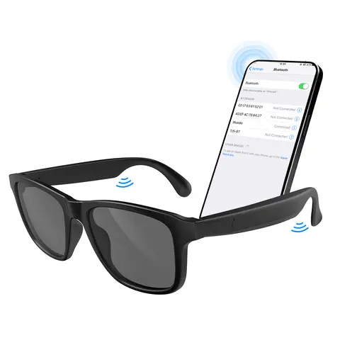 Unisex Smart Music Glasses - Wireless Bluetooth Wearable Plastic Audio Sunglasses with 8h Music Play, Built-in Mic, Speakers, Button Control, UV Protection for Running, Walking