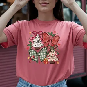 Coquette Christmas Trees Tee • Lace & Plaid Holiday Shirt • Comfort Colors 1717