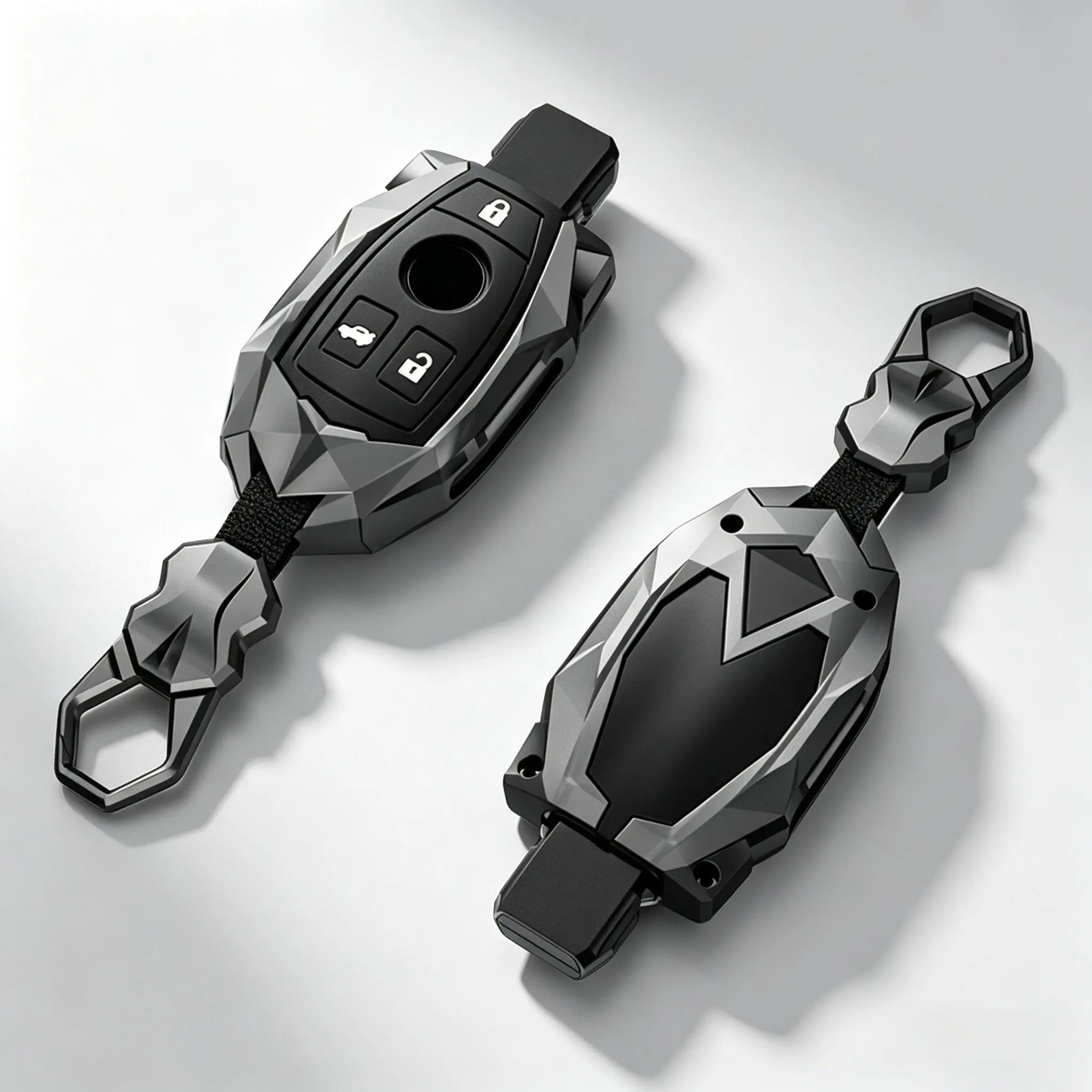 Car Key Protector for Mercedes-Benz, Exact Fit Multi-Model Car Key Case with Glow Buttons, Molded Shape & Keychain, Key Fob Protector, Car Key Holder
