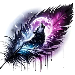 Large Glow-In-The-Dark Wolf Sticker, 15.24cm Feather Art Vinyl Decal, Self-Adhesive Bright Car Exterior Decoration for Cars Trucks Windows Metal Surfaces