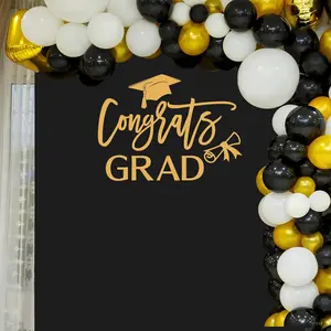 Congrats Grad Decal Sign for Balloon Arch - Congratulations Graduation Decal for Class of 2026 Grad Party Graduation Event Vinyl Decal (Gold)