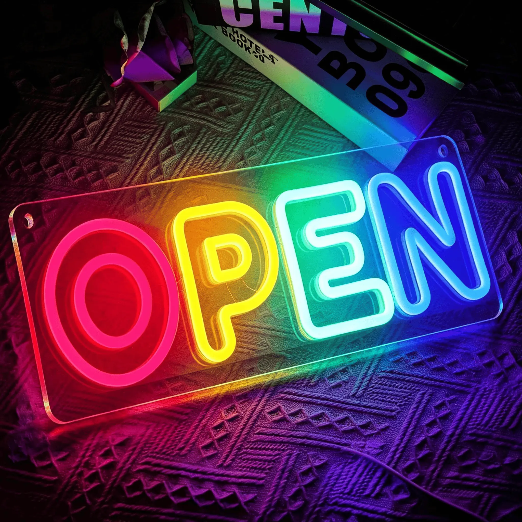 "In Business" Plastic LED Decorative Neon Light - Battery/USB-DC Power Supply, Contemporary Room Decor with USB Plug Extension Cable, Atmosphere Lighting, Window-Ready Glow for Commercial Windows