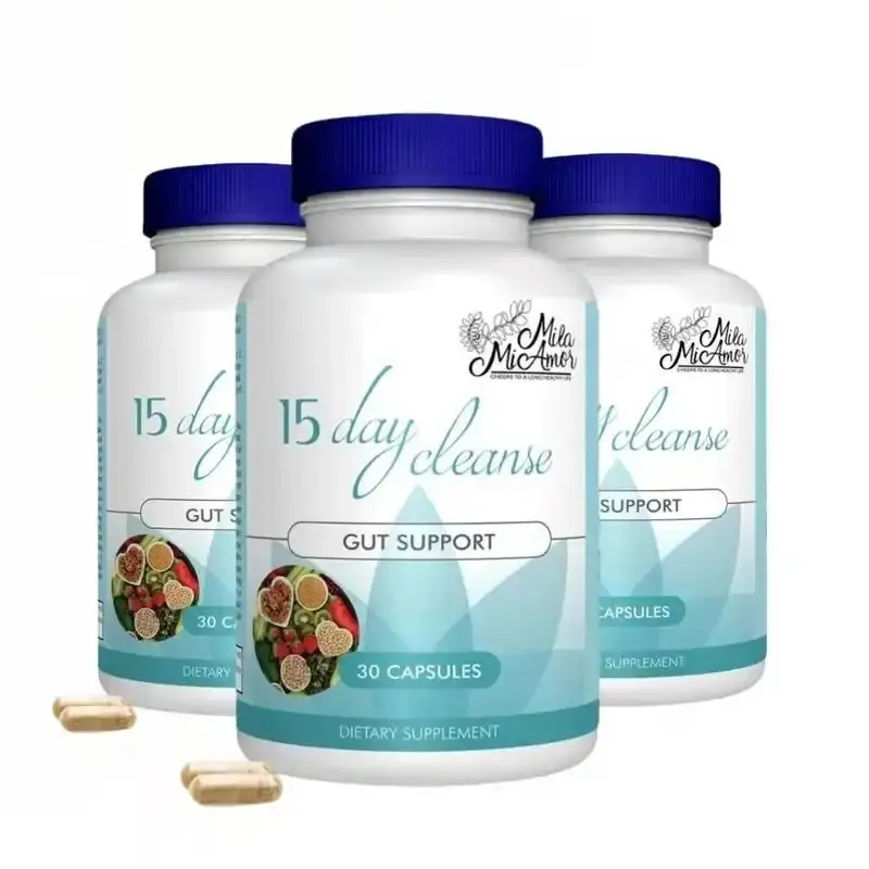 Mila McAnner 15 Day Cleanse Gut and Colon Support Caffeine Free Advanced Formula with Senna Cascara Sagrada Psyllium Husk Non-GMO Probiotics 30 Capsules