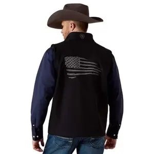 Ariat Men's Logo 2.0 Patriot Soft Shell Vest Black 10037559 with American Flag Design